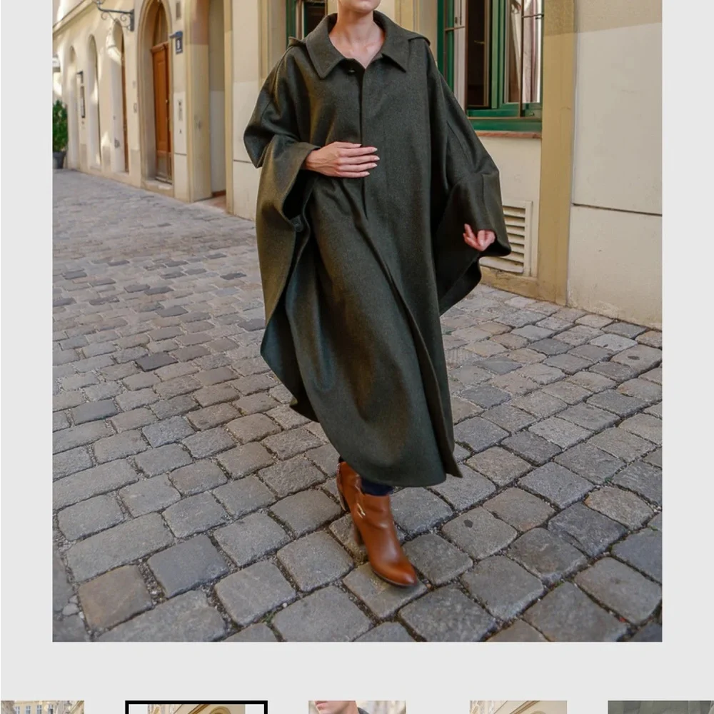 H. Moser Salzburg Maxi Black Trachten Cape with Loden Green Trim SZ 38 - Picture 15 of 16